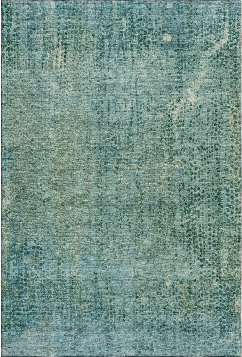 Teal And Blue Abstract Washable Area Rug With UV Protection Photo 3