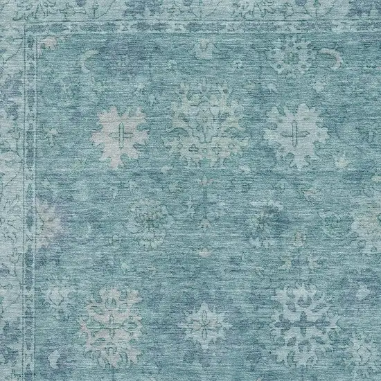 Teal And Blue Oriental Washable Area Rug With UV Protection Photo 3