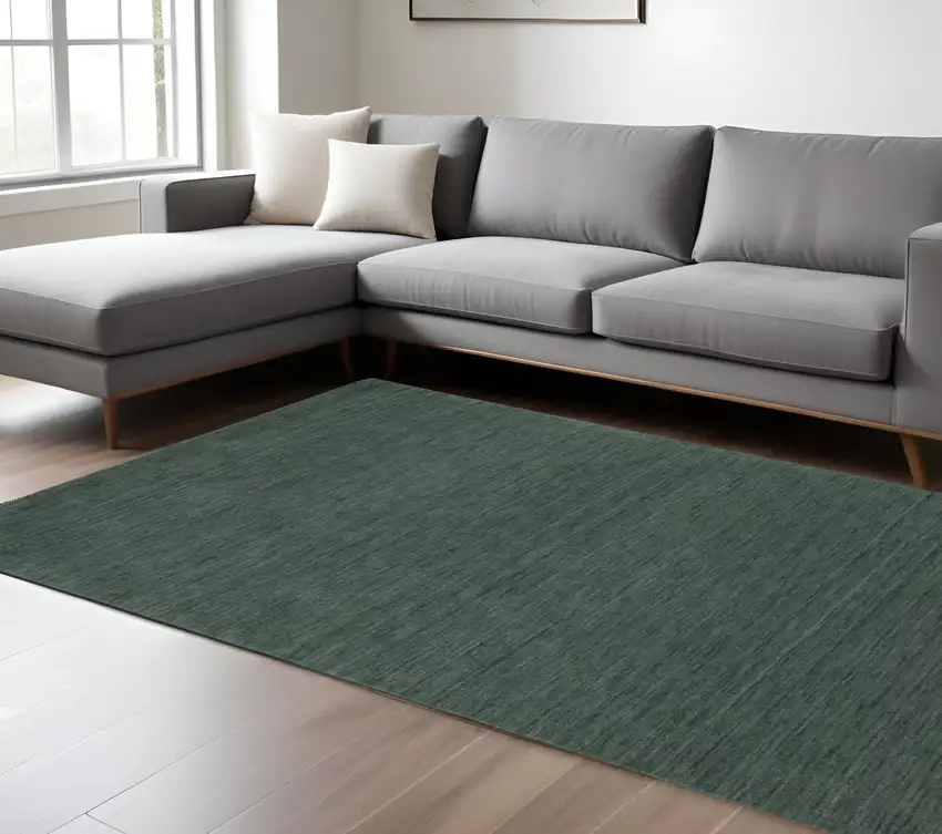Teal And Blue Wool Hand Tufted Area Rug Photo 1