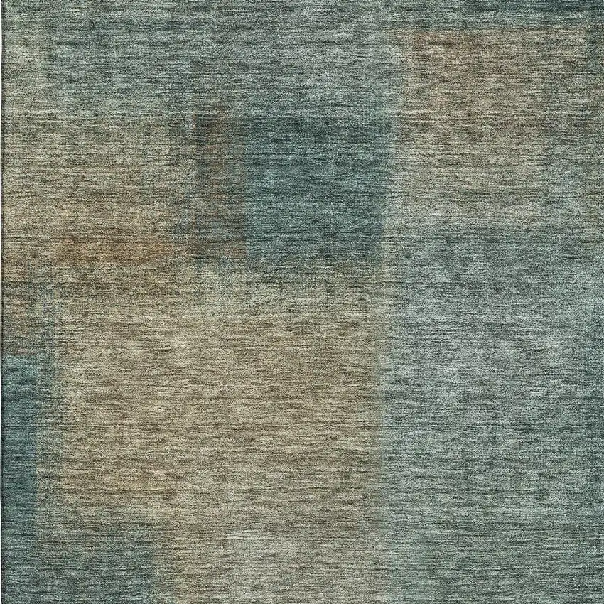 Teal And Brown Abstract Washable Area Rug With UV Protection Photo 3