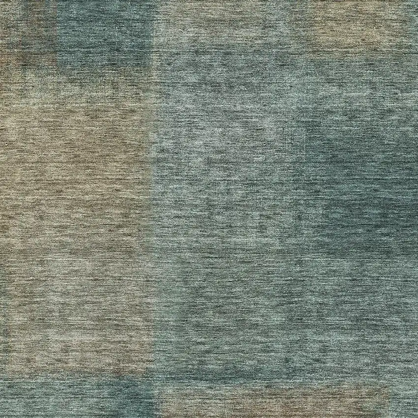 Teal And Brown Abstract Washable Area Rug With UV Protection Photo 3
