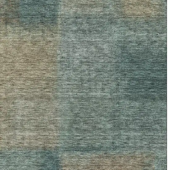 Teal And Brown Abstract Washable Area Rug With UV Protection Photo 3