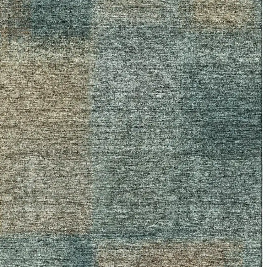 Teal And Brown Abstract Washable Area Rug With UV Protection Photo 3