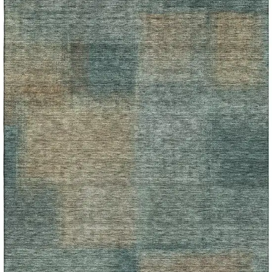 Teal And Brown Abstract Washable Area Rug With UV Protection Photo 3
