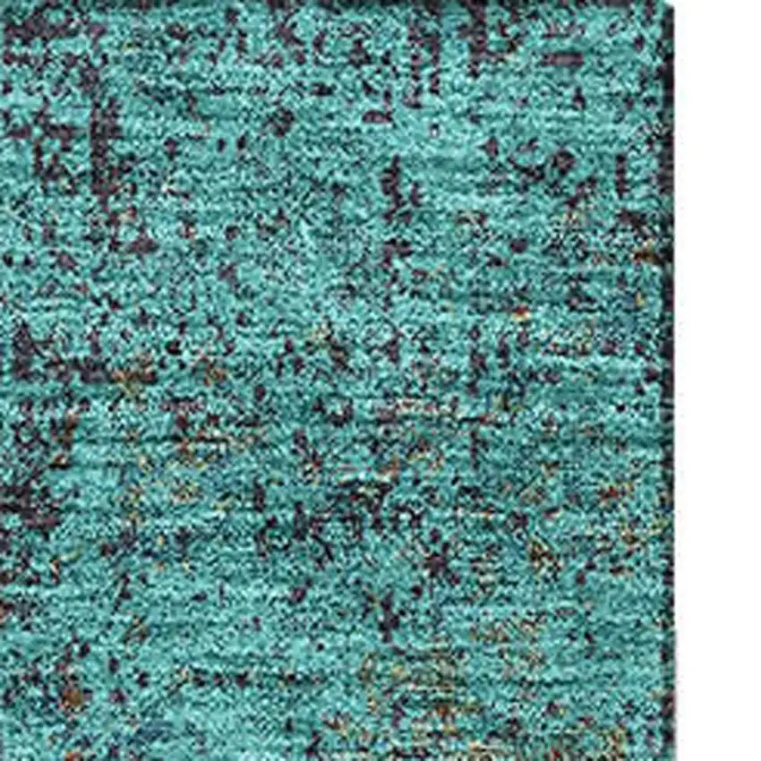 Teal And Brown Abstract Washable Area Rug With UV Protection Photo 4
