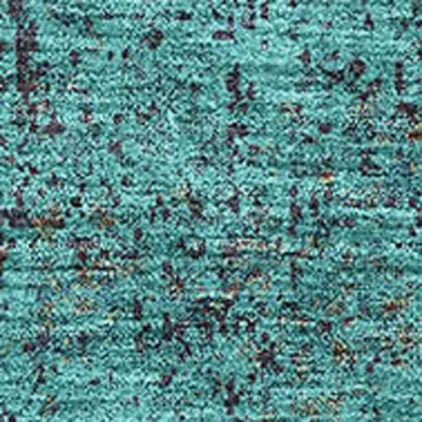 Teal And Brown Abstract Washable Area Rug With UV Protection Photo 3