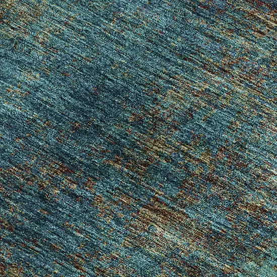 Teal And Brown Abstract Washable Area Rug With UV Protection Photo 2