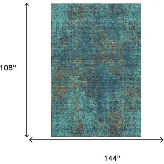 Teal And Brown Abstract Washable Area Rug With UV Protection Photo 9