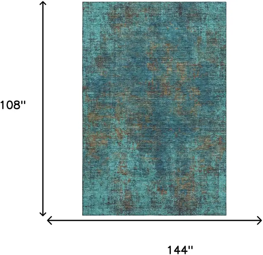 Teal And Brown Abstract Washable Area Rug With UV Protection Photo 9