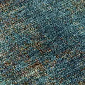 Photo of Teal And Brown Abstract Washable Area Rug With UV Protection