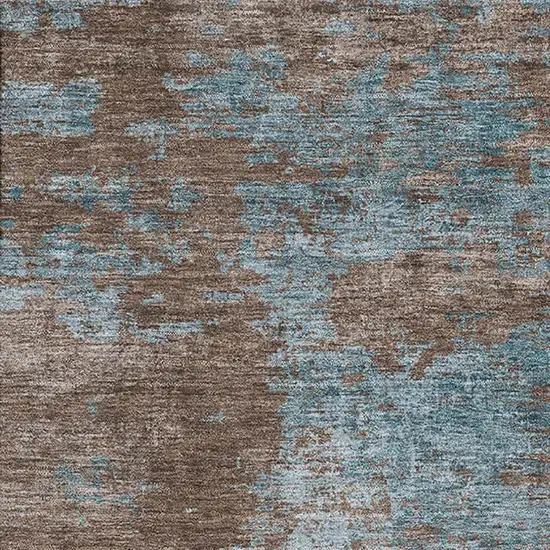 Teal And Brown Abstract Washable Area Rug With UV Protection Photo 2