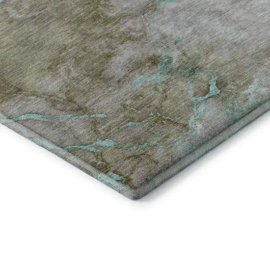 Teal And Brown Abstract Washable Area Rug With UV Protection Photo 7