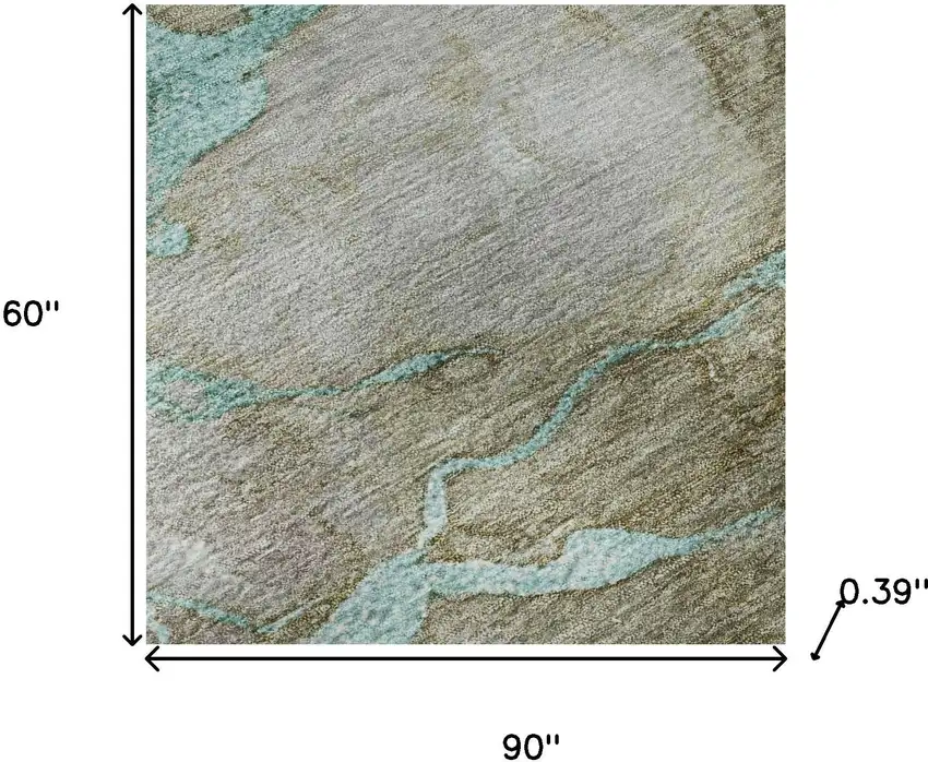 Teal And Brown Abstract Washable Area Rug With UV Protection Photo 9