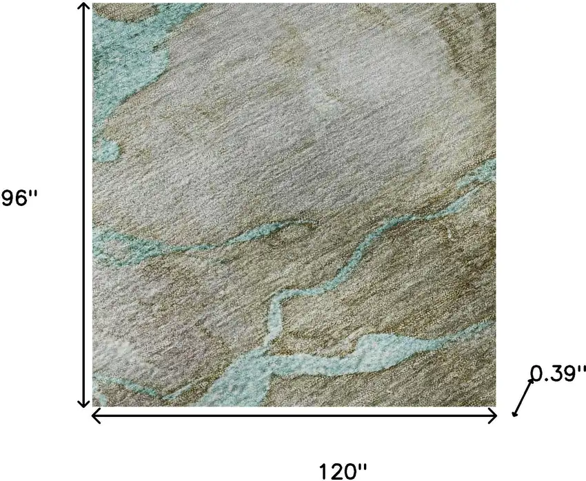 Teal And Brown Abstract Washable Area Rug With UV Protection Photo 8