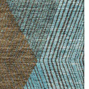 Photo of Teal And Brown Geometric Washable Area Rug With UV Protection