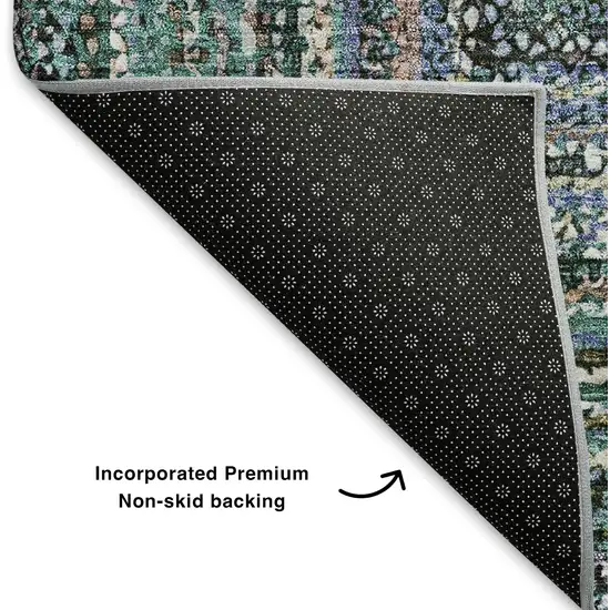 Teal And Brown Geometric Washable Area Rug With UV Protection Photo 6