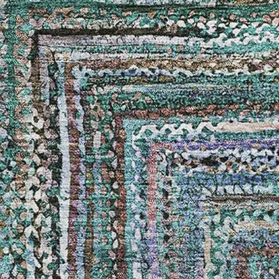 Teal And Brown Geometric Washable Area Rug With UV Protection Photo 3