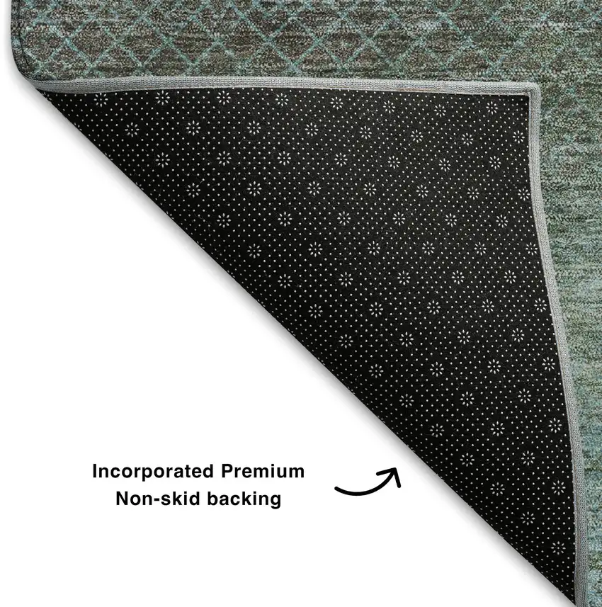 Teal And Brown Geometric Washable Area Rug With UV Protection Photo 8
