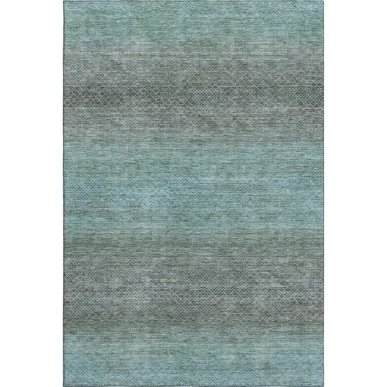 Teal And Brown Geometric Washable Area Rug With UV Protection Photo 7