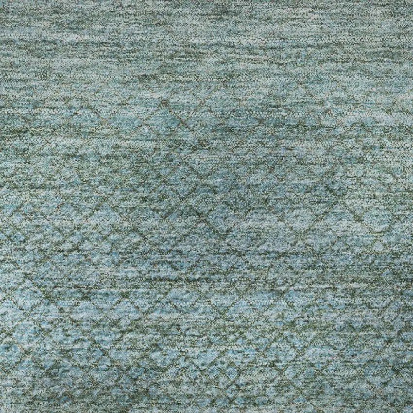 Teal And Brown Geometric Washable Area Rug With UV Protection Photo 3