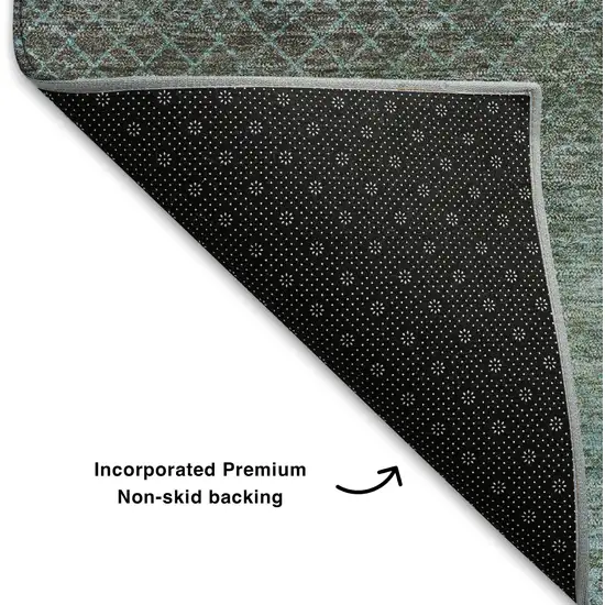 Teal And Brown Geometric Washable Area Rug With UV Protection Photo 7