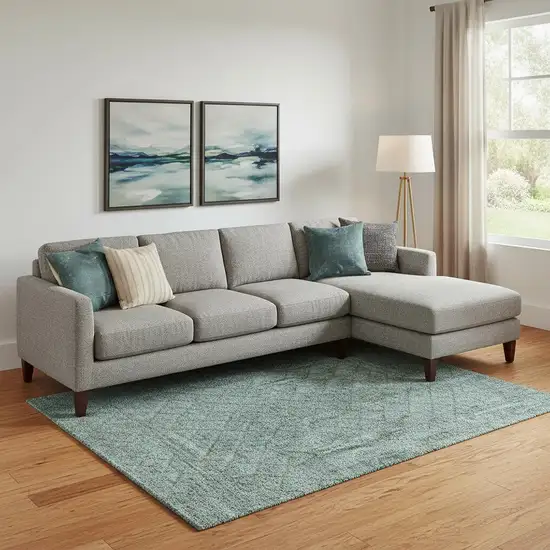 Teal And Brown Geometric Washable Area Rug With UV Protection Photo 2