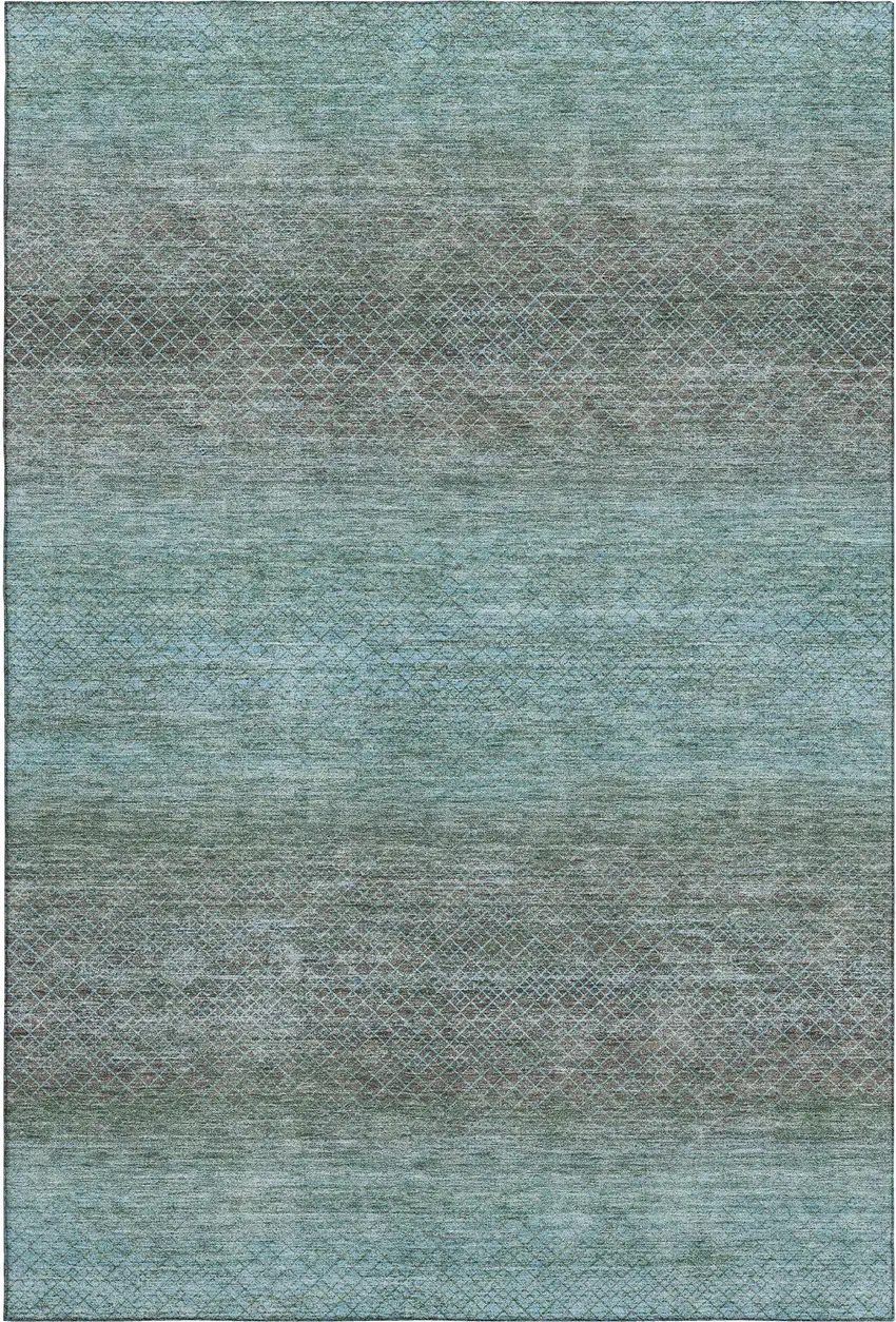 Teal And Brown Geometric Washable Area Rug With UV Protection Photo 6