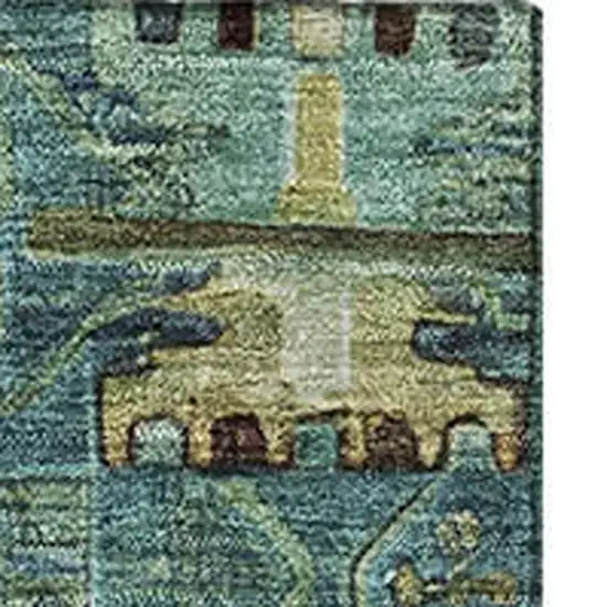 Teal And Brown Medallion Washable Area Rug With UV Protection Photo 3