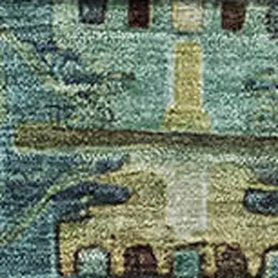 Teal And Brown Medallion Washable Area Rug With UV Protection Photo 3