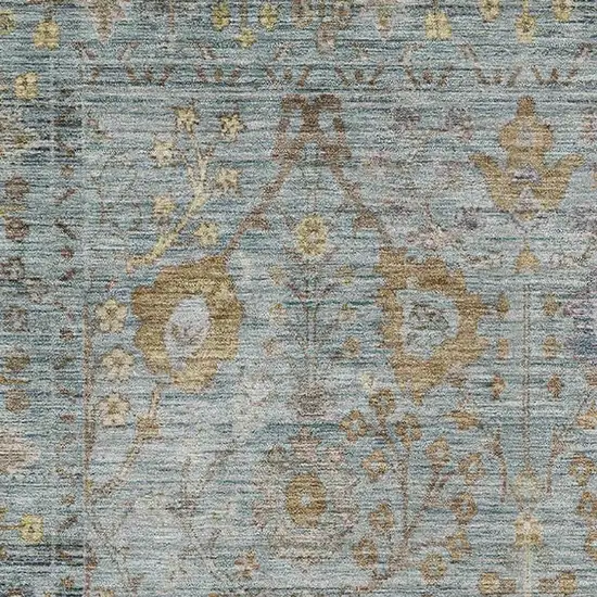 Teal And Brown Oriental Washable Area Rug With UV Protection Photo 2