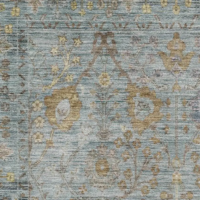 Teal And Brown Oriental Washable Area Rug With UV Protection Photo 2