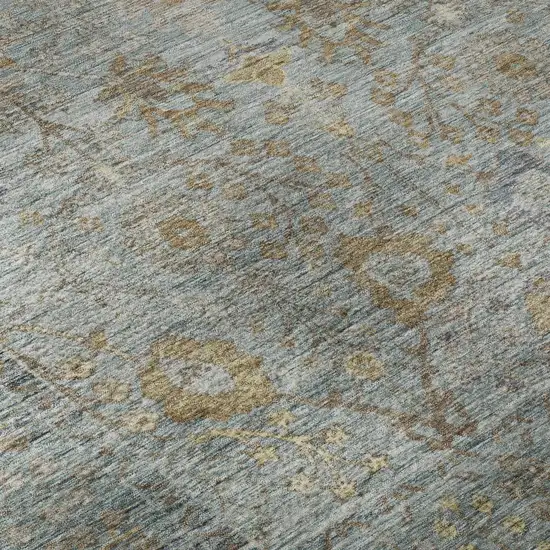 Teal And Brown Oriental Washable Area Rug With UV Protection Photo 9