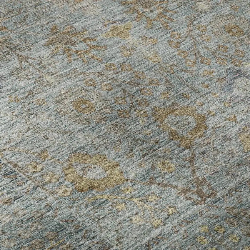 Teal And Brown Oriental Washable Area Rug With UV Protection Photo 9