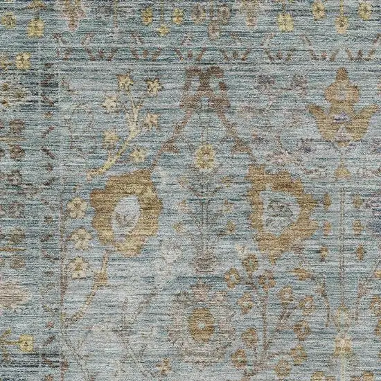 Teal And Brown Oriental Washable Area Rug With UV Protection Photo 2