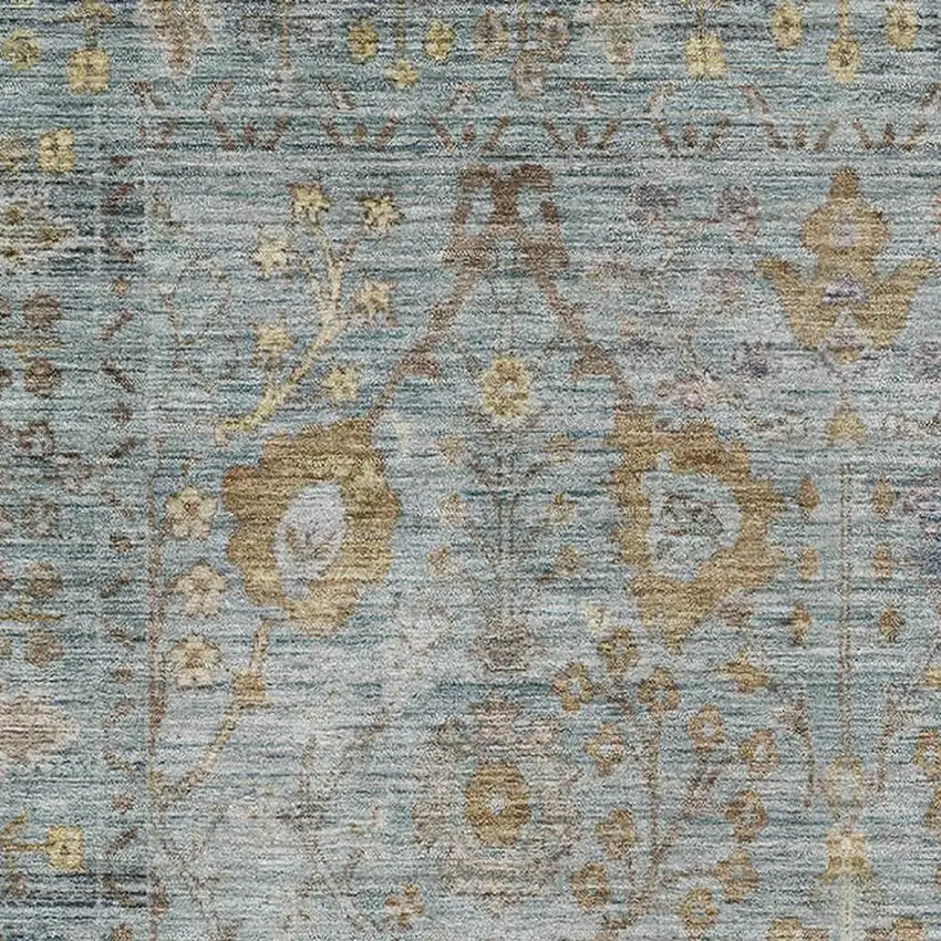 Teal And Brown Oriental Washable Area Rug With UV Protection Photo 2