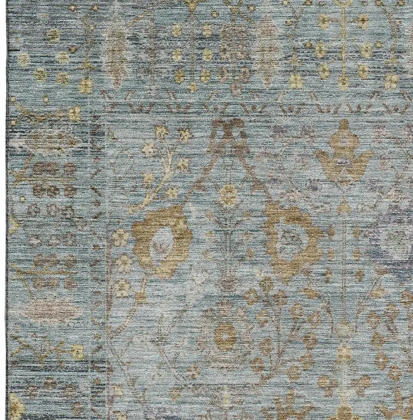 Teal And Brown Oriental Washable Area Rug With UV Protection Photo 3