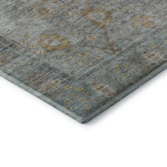 Teal And Brown Oriental Washable Area Rug With UV Protection Photo 7