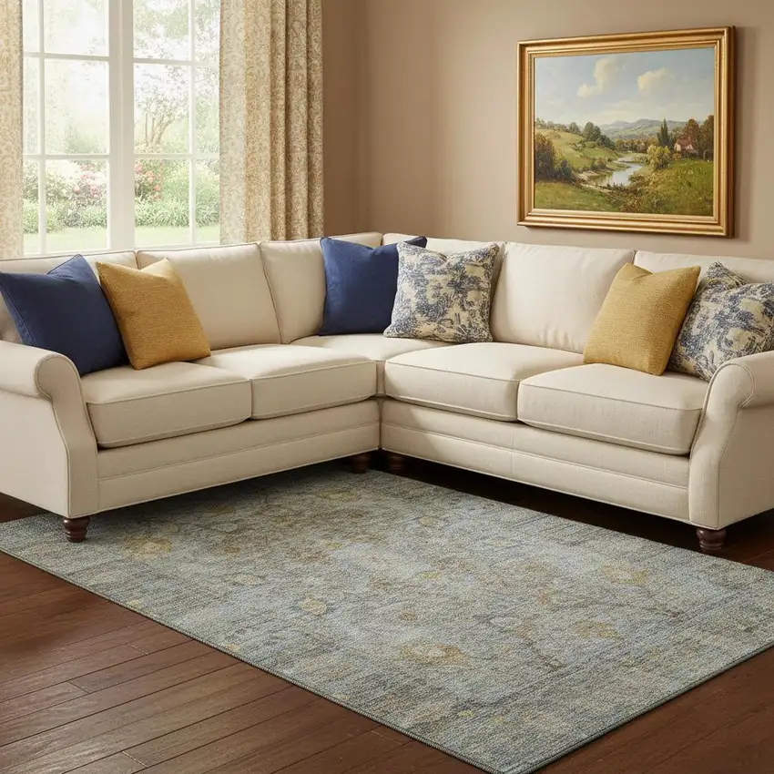 Teal And Brown Oriental Washable Area Rug With UV Protection Photo 2