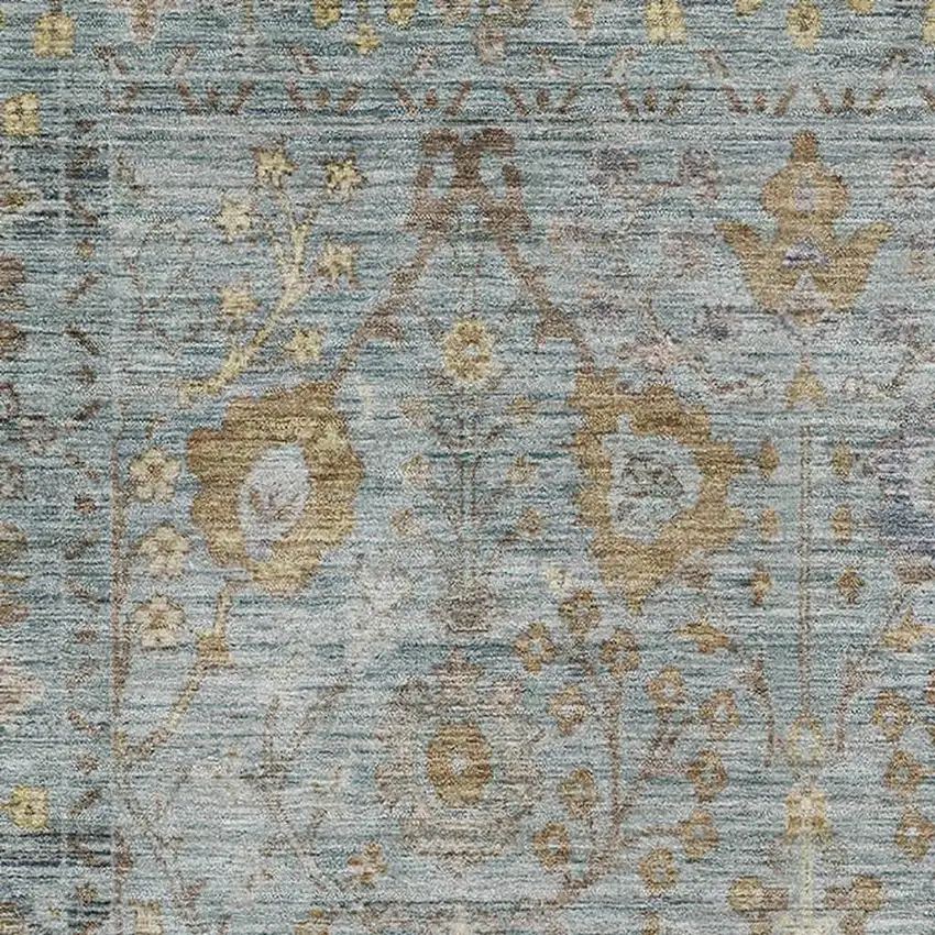 Teal And Brown Oriental Washable Area Rug With UV Protection Photo 2