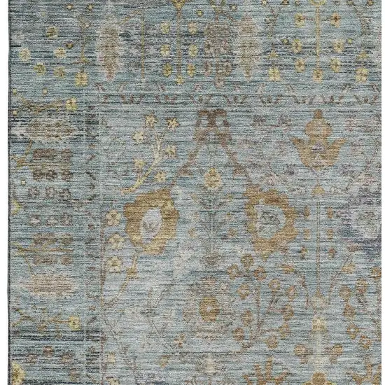 Teal And Brown Oriental Washable Area Rug With UV Protection Photo 3