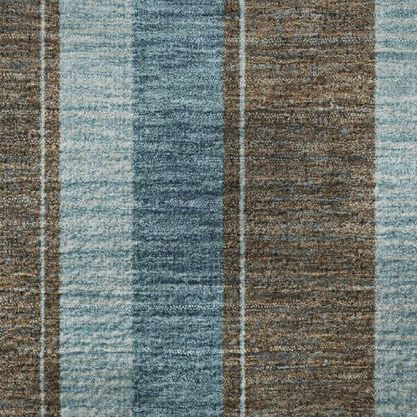 Teal And Brown Striped Washable Area Rug With UV Protection Photo 8