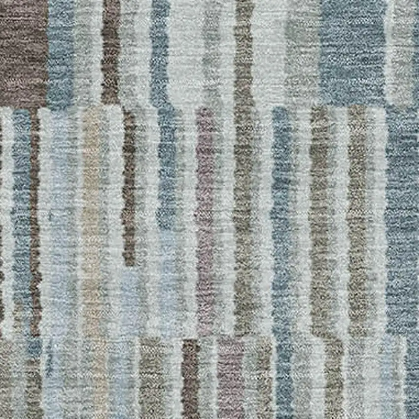 Teal And Brown Striped Washable Area Rug With UV Protection Photo 3