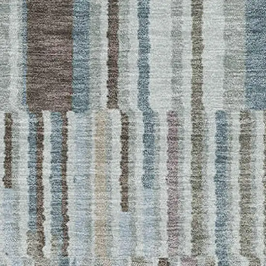Teal And Brown Striped Washable Area Rug With UV Protection Photo 3