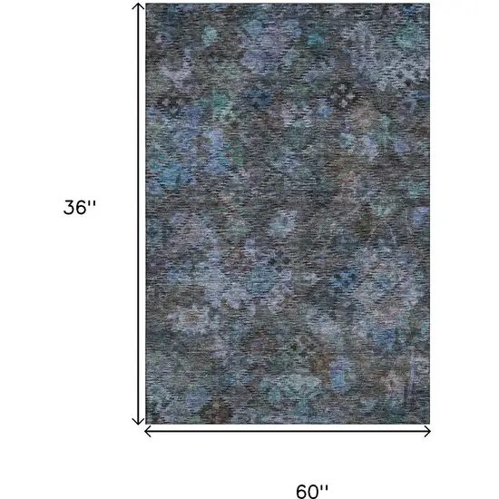 Teal And Charcoal Abstract Geometric Washable Area Rug With UV Protection Photo 9