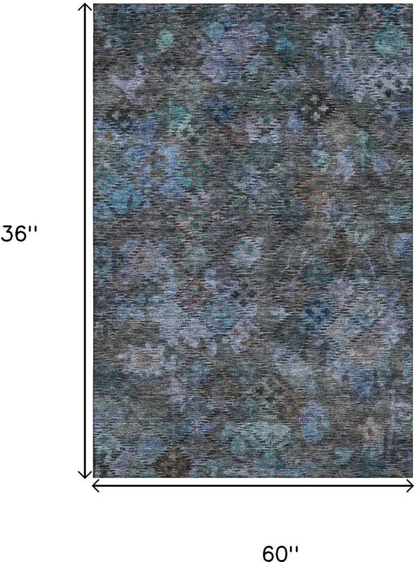Teal And Charcoal Abstract Geometric Washable Area Rug With UV Protection Photo 9