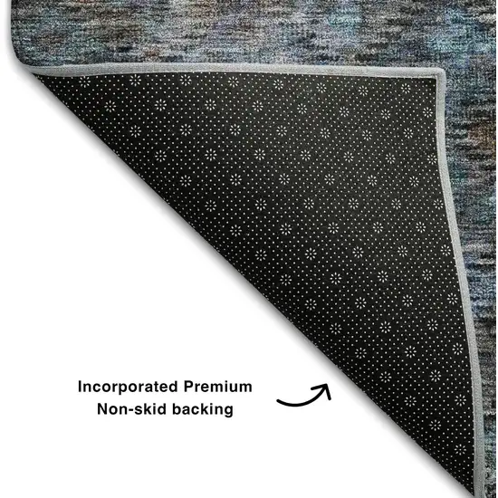 Teal And Charcoal Abstract Geometric Washable Area Rug With UV Protection Photo 6