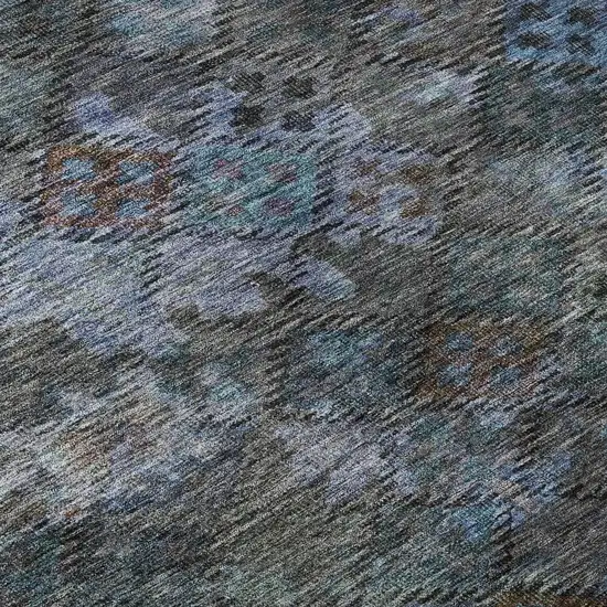 Teal And Charcoal Abstract Geometric Washable Area Rug With UV Protection Photo 1
