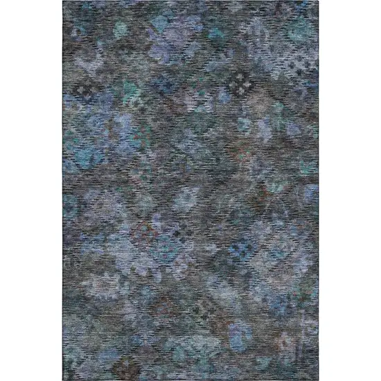 Teal And Charcoal Abstract Geometric Washable Area Rug With UV Protection Photo 5
