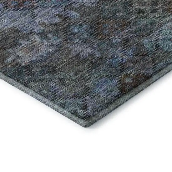 Teal And Charcoal Abstract Geometric Washable Area Rug With UV Protection Photo 7