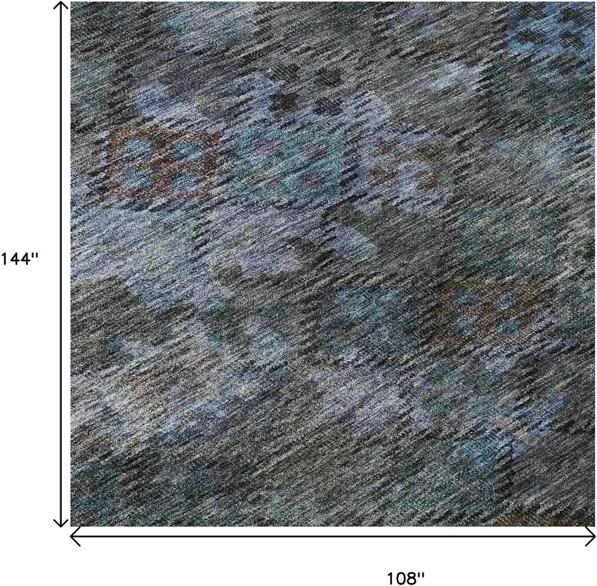 Teal And Charcoal Abstract Geometric Washable Area Rug With UV Protection Photo 9